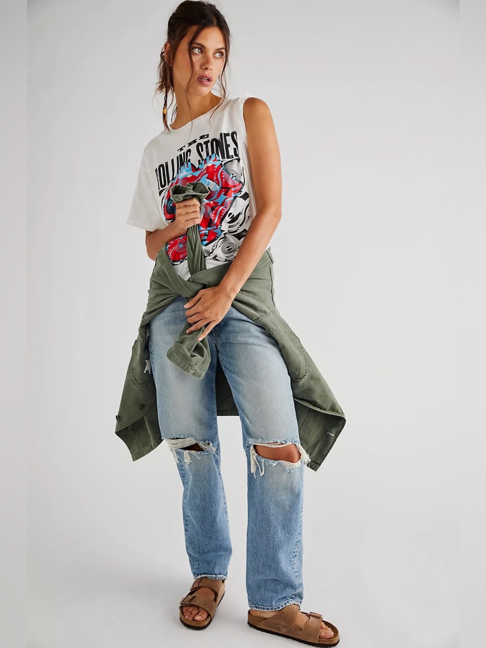 Daydreamer Free People Rolling Stones Crew Neck Graphic Band Tee Women’s S